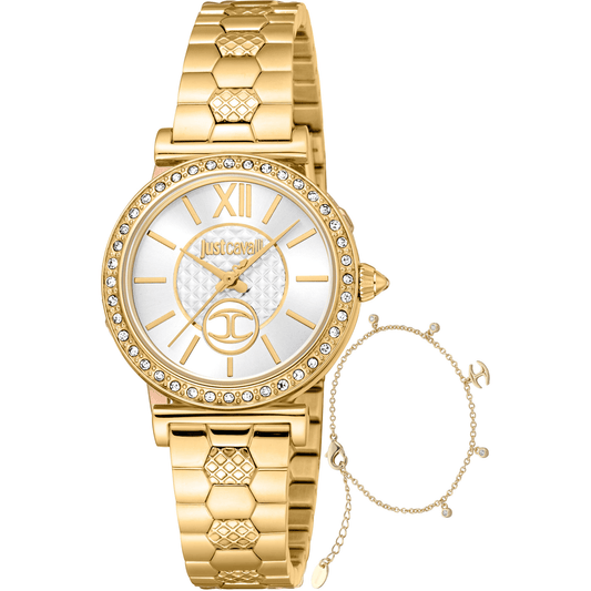 Just Cavalli Dame Rustfrit Stål Guld Sølv Ur JC1L273M0055 - Urma.dk