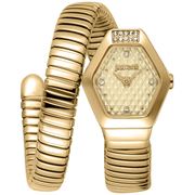 Just Cavalli Dame Rustfrit Stål Guldfarvet Champagne Ur JC1L394M0025 - Urma.dk