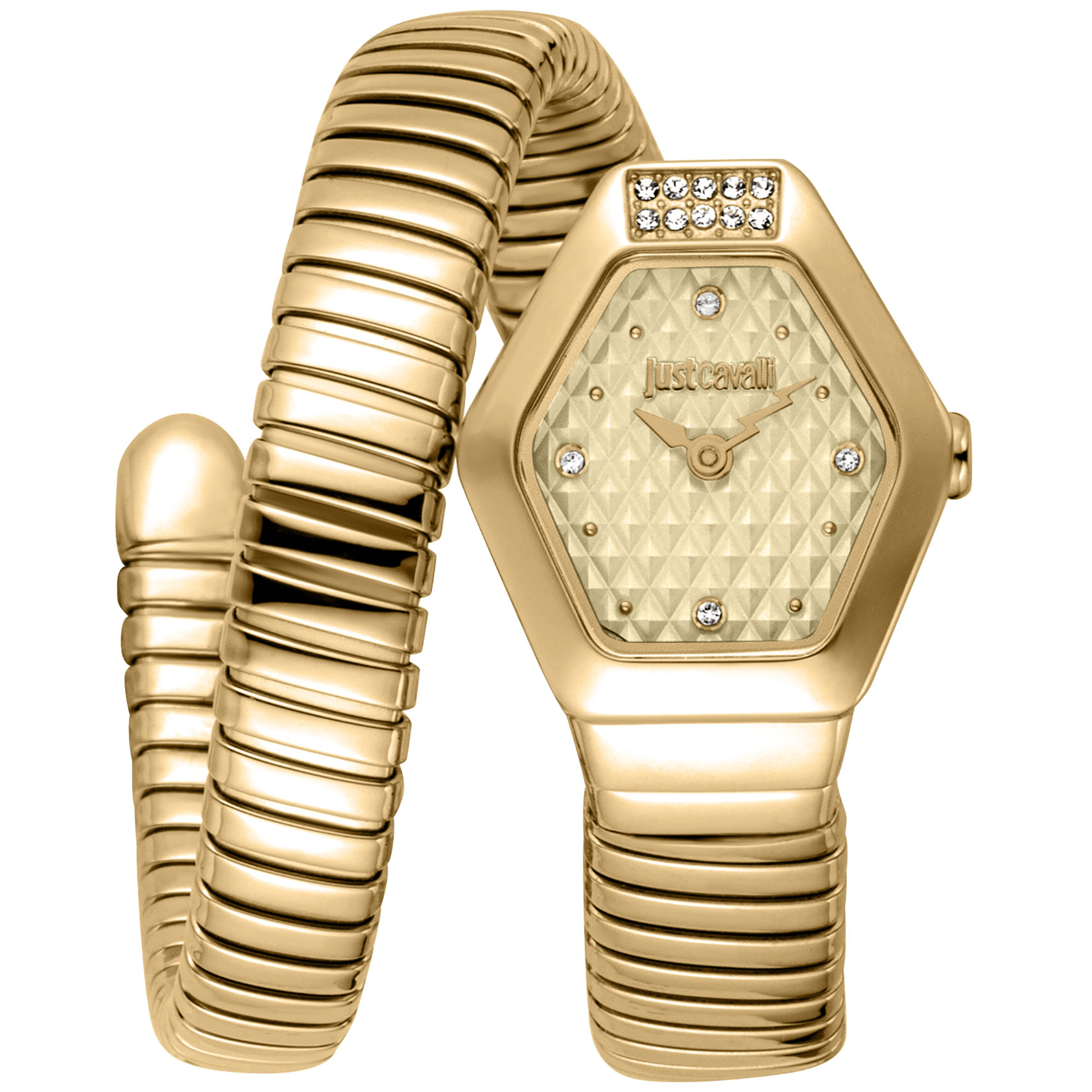 Just Cavalli Dame Rustfrit Stål Guldfarvet Champagne Ur JC1L394M0025 - Urma.dk