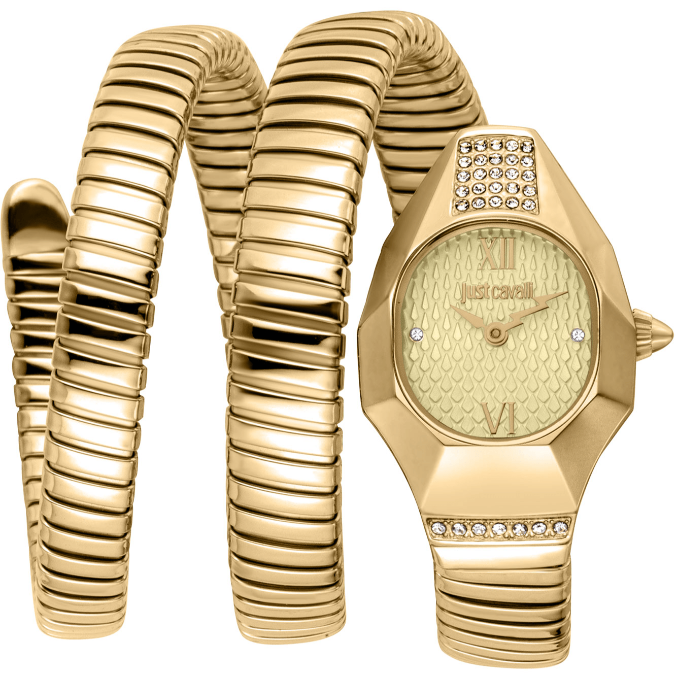 Just Cavalli Dame Rustfrit Stål Guldfarvet Champagne Ur JC1L397M0035 - Urma.dk
