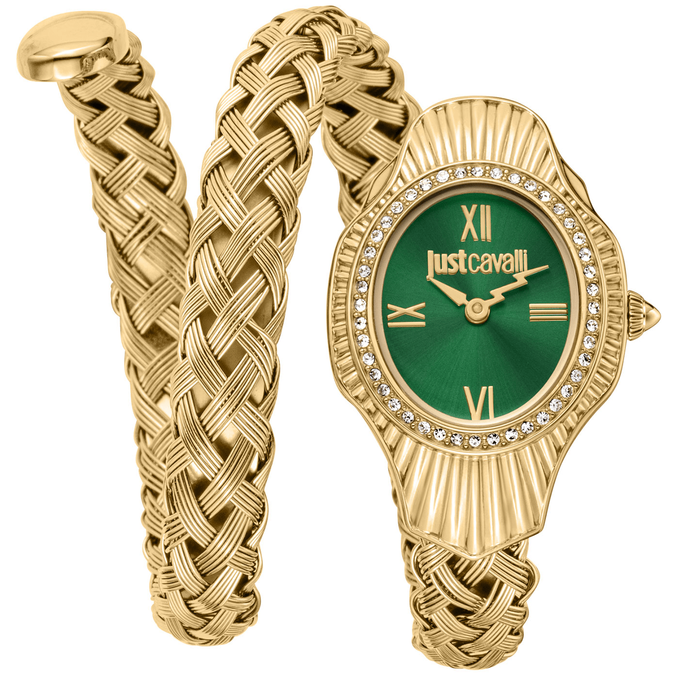Just Cavalli Dame Rustfrit Stål Guldfarvet Grøn Ur JC1L305M0035 - Urma.dk