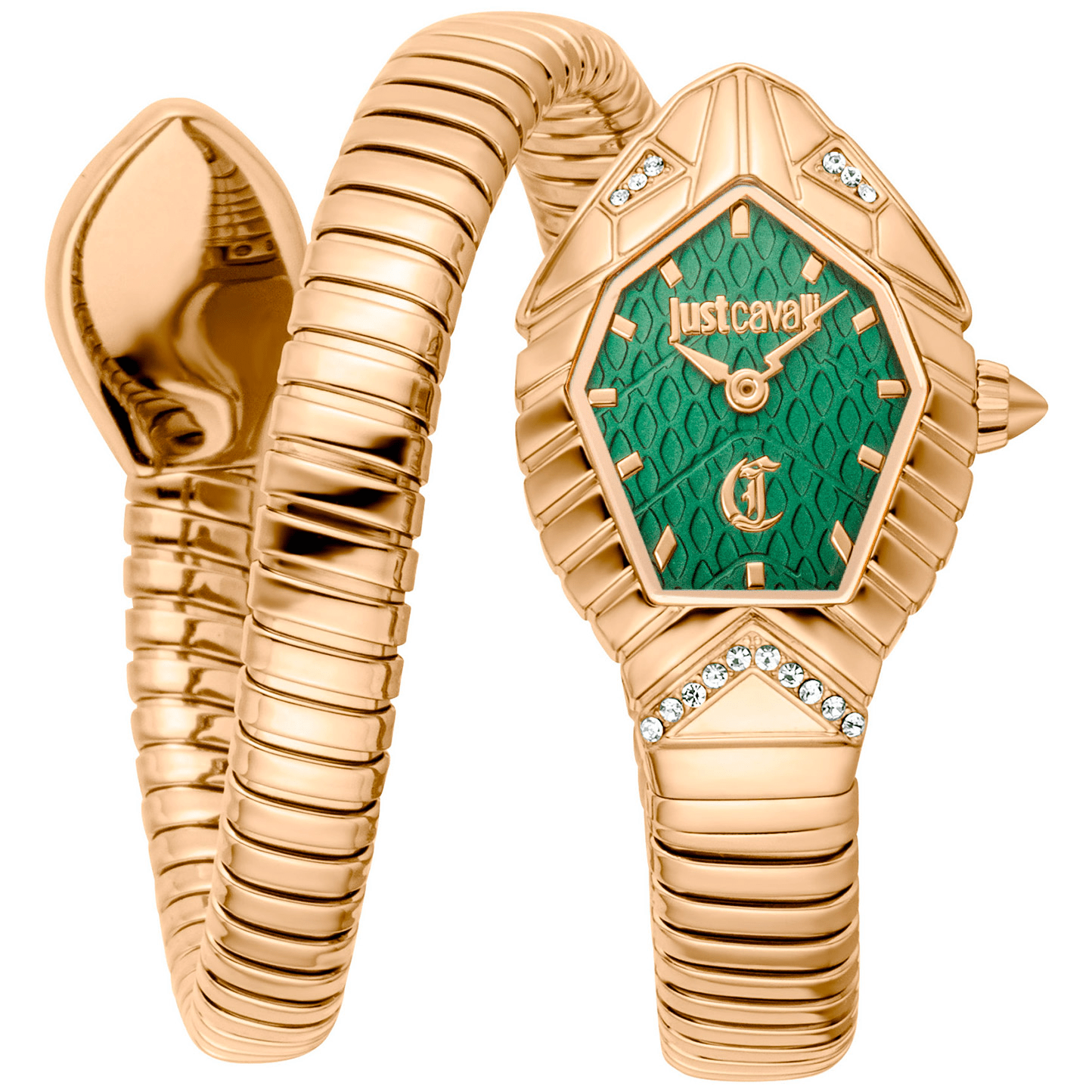 Just Cavalli Dame Rustfrit Stål Guldfarvet Grøn Ur JC1L356M0035 - Urma.dk
