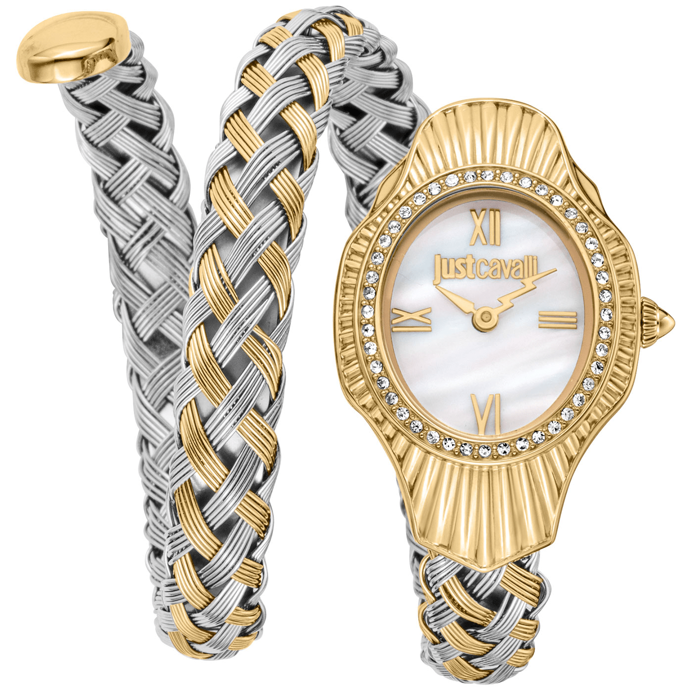 Just Cavalli Dame Rustfrit Stål Guldfarvet Hvid Ur JC1L305M0055 - Urma.dk