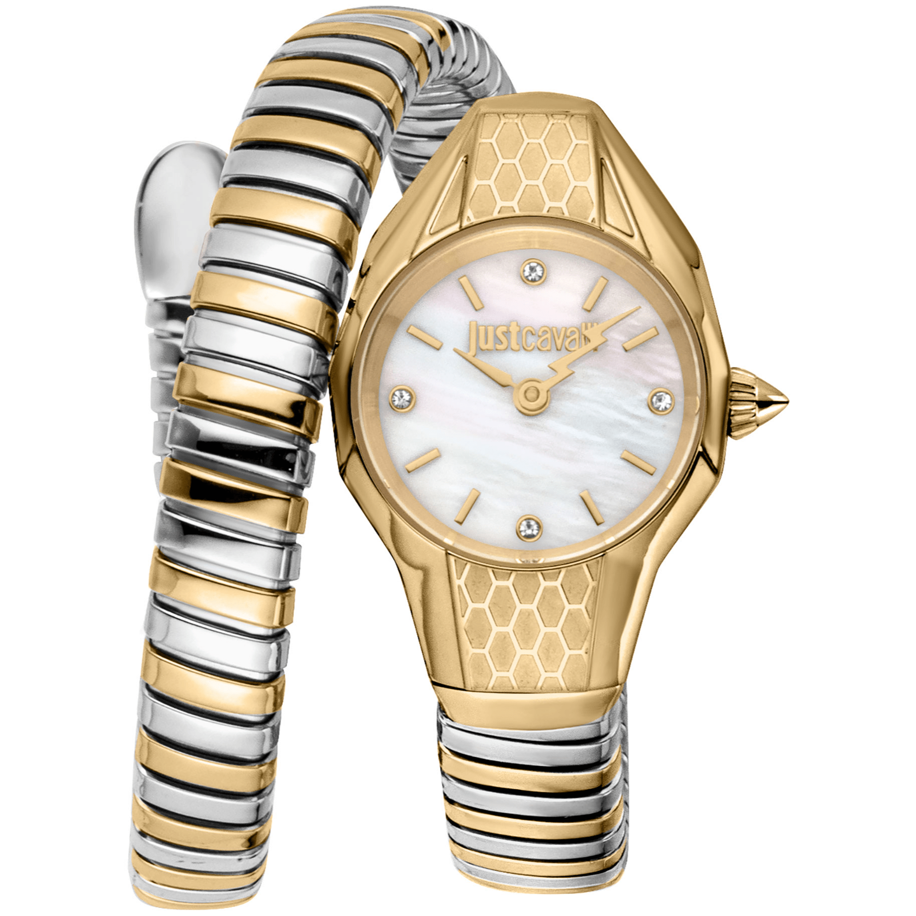 Just Cavalli Dame Rustfrit Stål Guldfarvet Hvid Ur JC1L375M0055 - Urma.dk