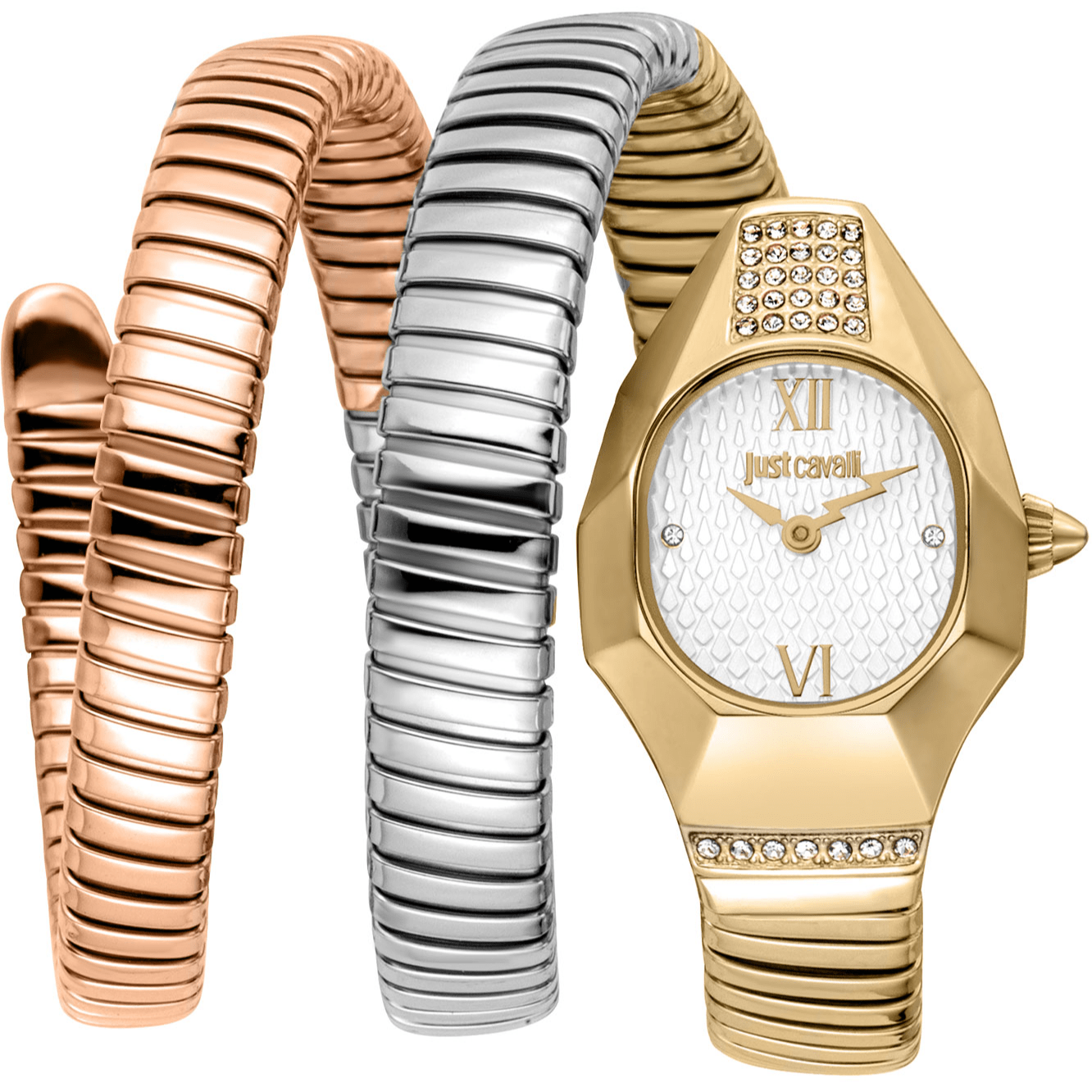Just Cavalli Dame Rustfrit Stål Guld/Rosaguld Sølvgrå Ur JC1L397M0095 - Urma.dk
