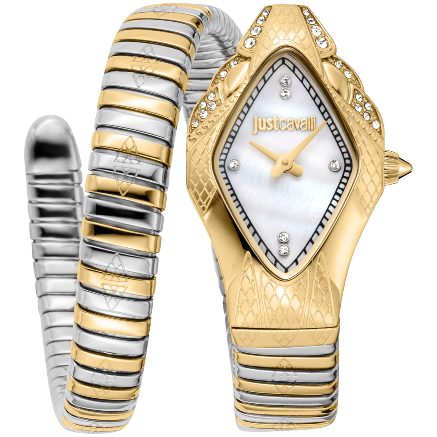 Just Cavalli Dame Rustfrit Stål Guld/Sølv Hvid Ur JC1L306M0065 - Urma.dk