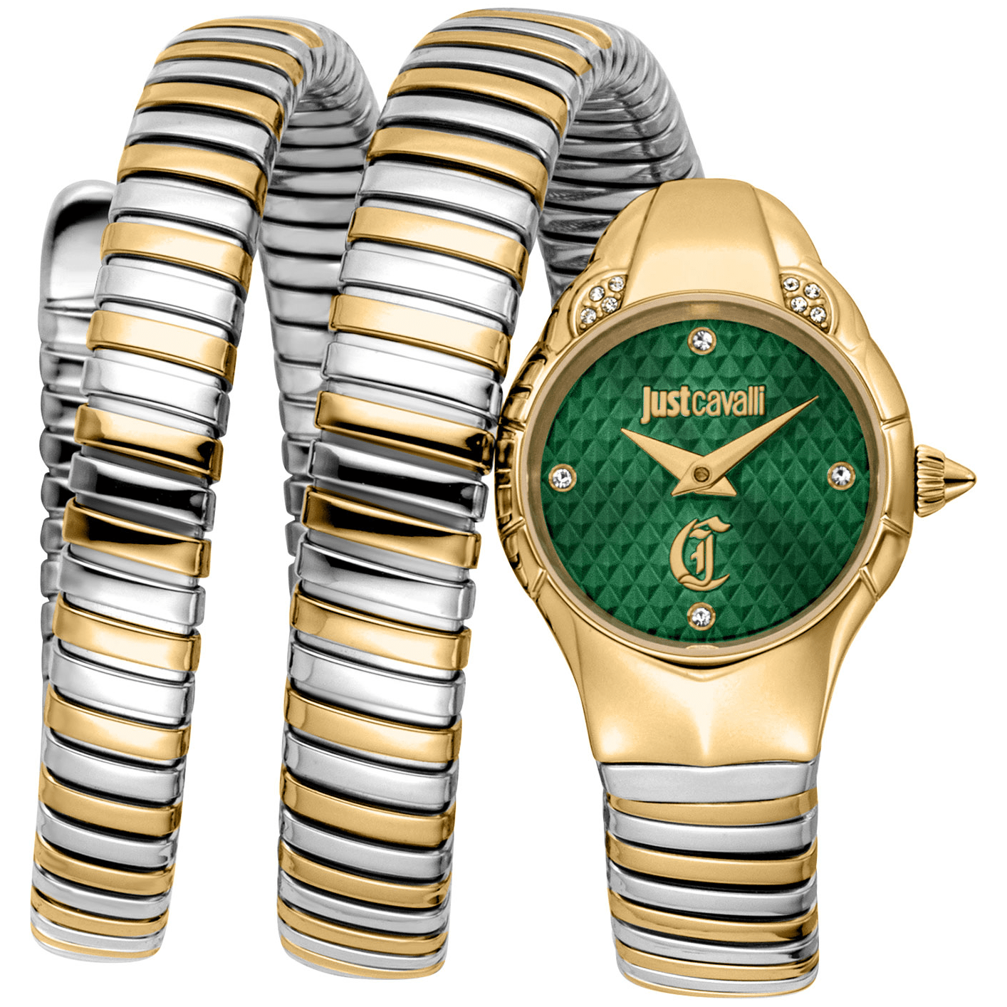 Just Cavalli Dame Rustfrit Stål Guld/Sølvgrå Grøn Ur JC1L393M0045 - Urma.dk