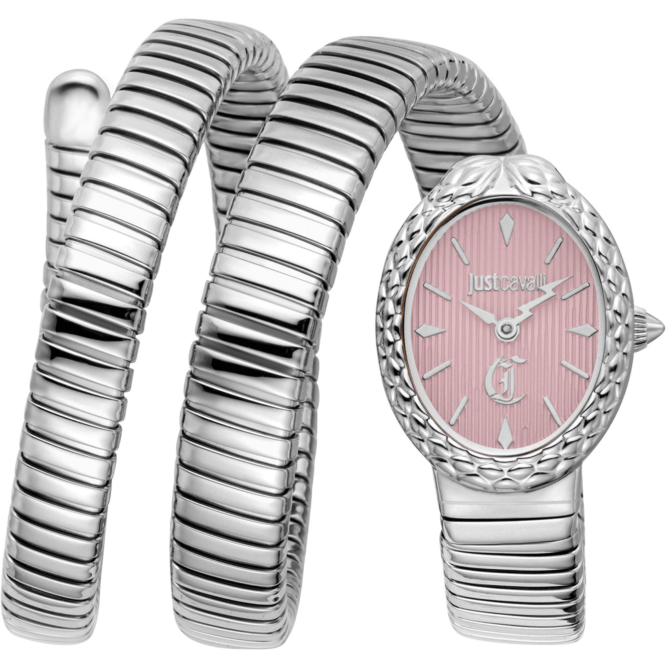 Just Cavalli Dame Rustfrit Stål Sølv Pink Ur JC1L391M0015 - Urma.dk