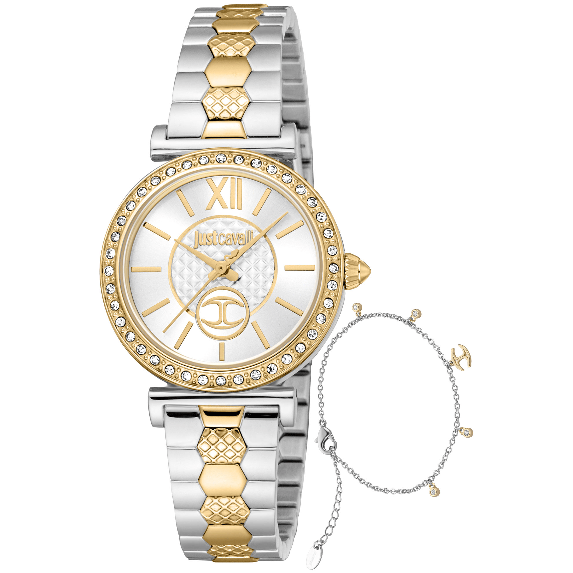 Just Cavalli Dame Rustfrit Stål Sølv/Guld Ur JC1L273M0085 - Urma.dk