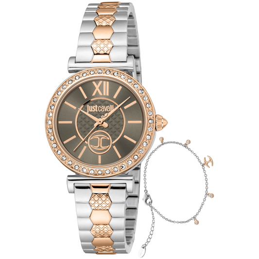 Just Cavalli Dame Rustfrit Stål Sølv/Rosaguld Grå Ur JC1L273M0095 - Urma.dk