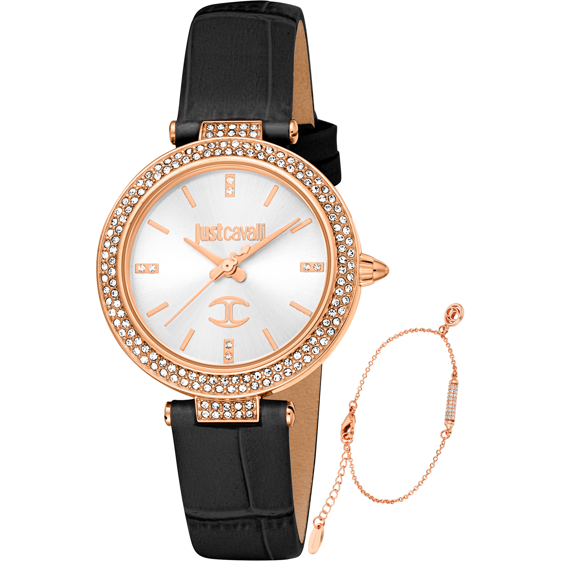 Just Cavalli Dame Sølv Sort Ur JC1L274L0035 - Urma.dk