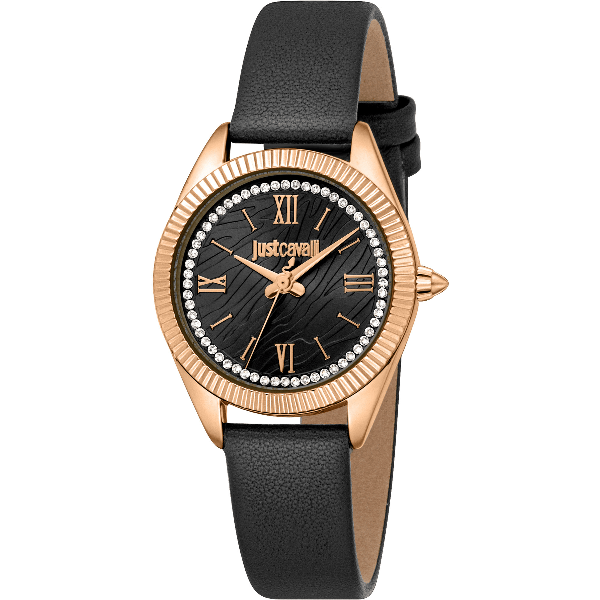 Just Cavalli Dame Sort Rosaguld Læder Ur JC1L388L0035 - Urma.dk