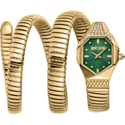Just Cavalli Dame Ur Rustfrit Stål Gul Guld Grøn JC1L370M0035 - Urma.dk