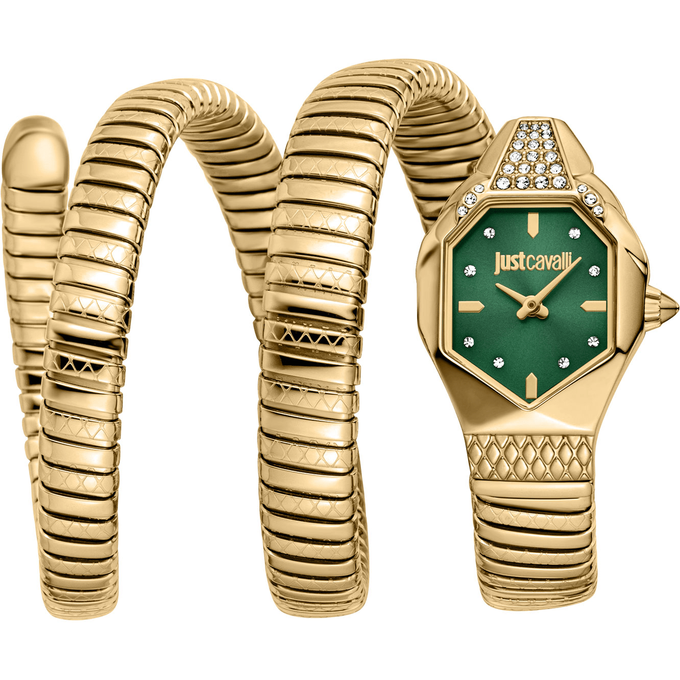 Just Cavalli Dame Ur Rustfrit Stål Gul Guld Grøn JC1L370M0035 - Urma.dk