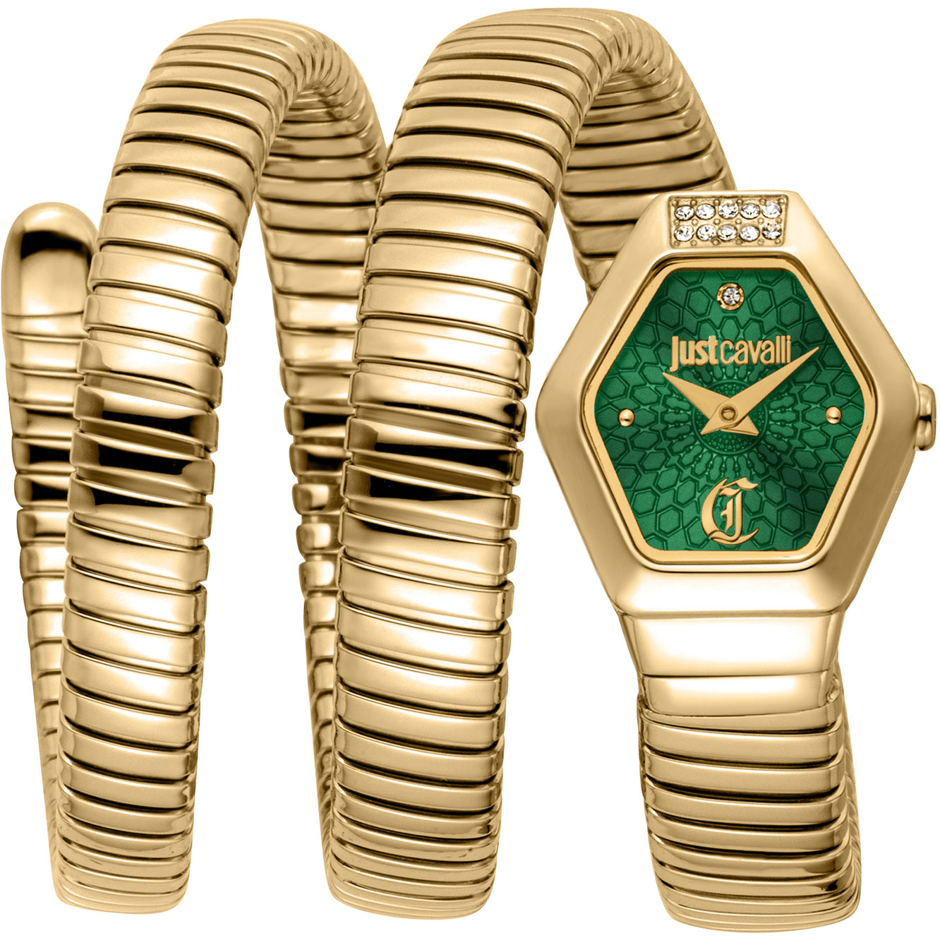 Just Cavalli Dame Ur Rustfrit Stål Gul Guld Grøn JC1L395M0035 - Urma.dk