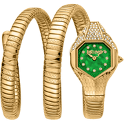 Just Cavalli Dame Ur Rustfrit Stål Guld Grøn Snake JC1L193M0035 - Urma.dk