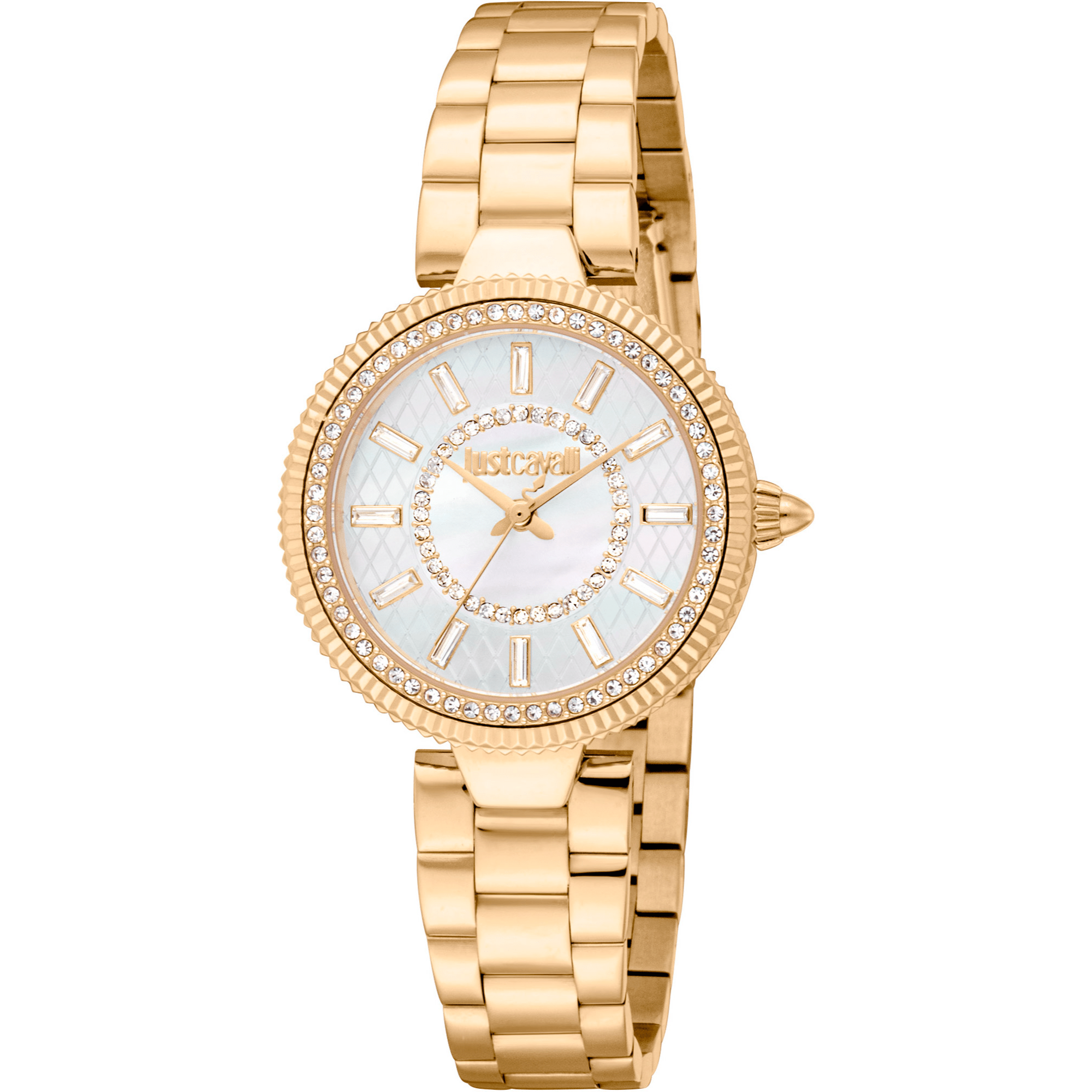 Just Cavalli Dame Ur Rustfrit Stål Guld Hvid Analog JC1L308M0045 - Urma.dk