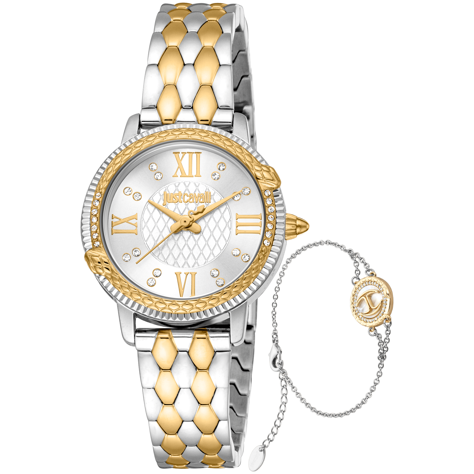Just Cavalli Dame Ur Rustfrit Stål Guld Sølv Analog JC1L276M0085 - Urma.dk
