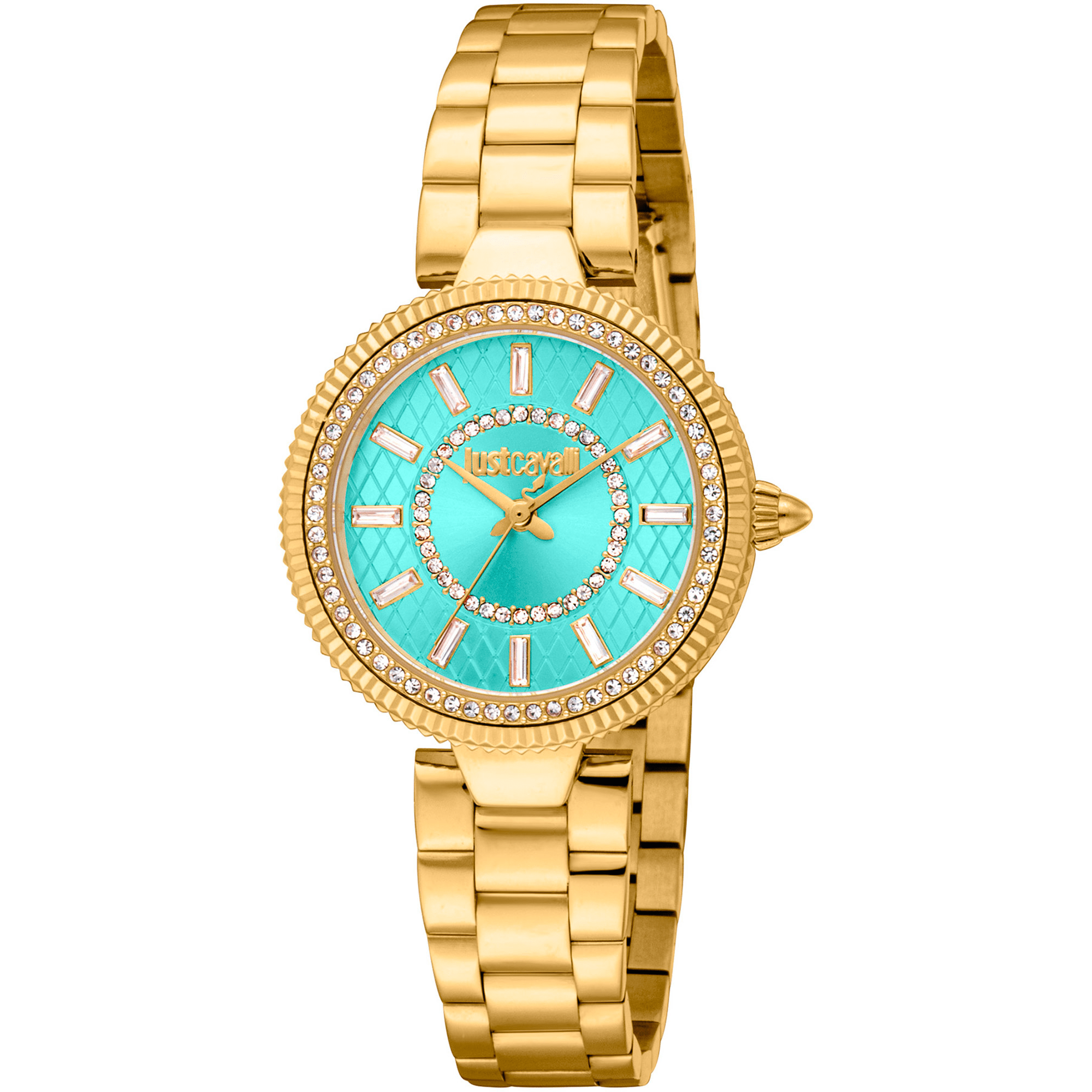Just Cavalli Dame Ur Rustfrit Stål Guld Turkis Analog JC1L308M0055 - Urma.dk