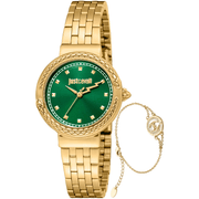 Just Cavalli Dame Ur Rustfrit Stål Guldfarvet & Grøn Analog JC1L311M0035 - Urma.dk