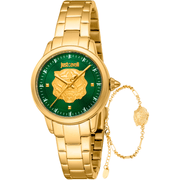 Just Cavalli Dame Ur Rustfrit Stål Guldfarvet Grøn Analog JC1L334M0065 - Urma.dk