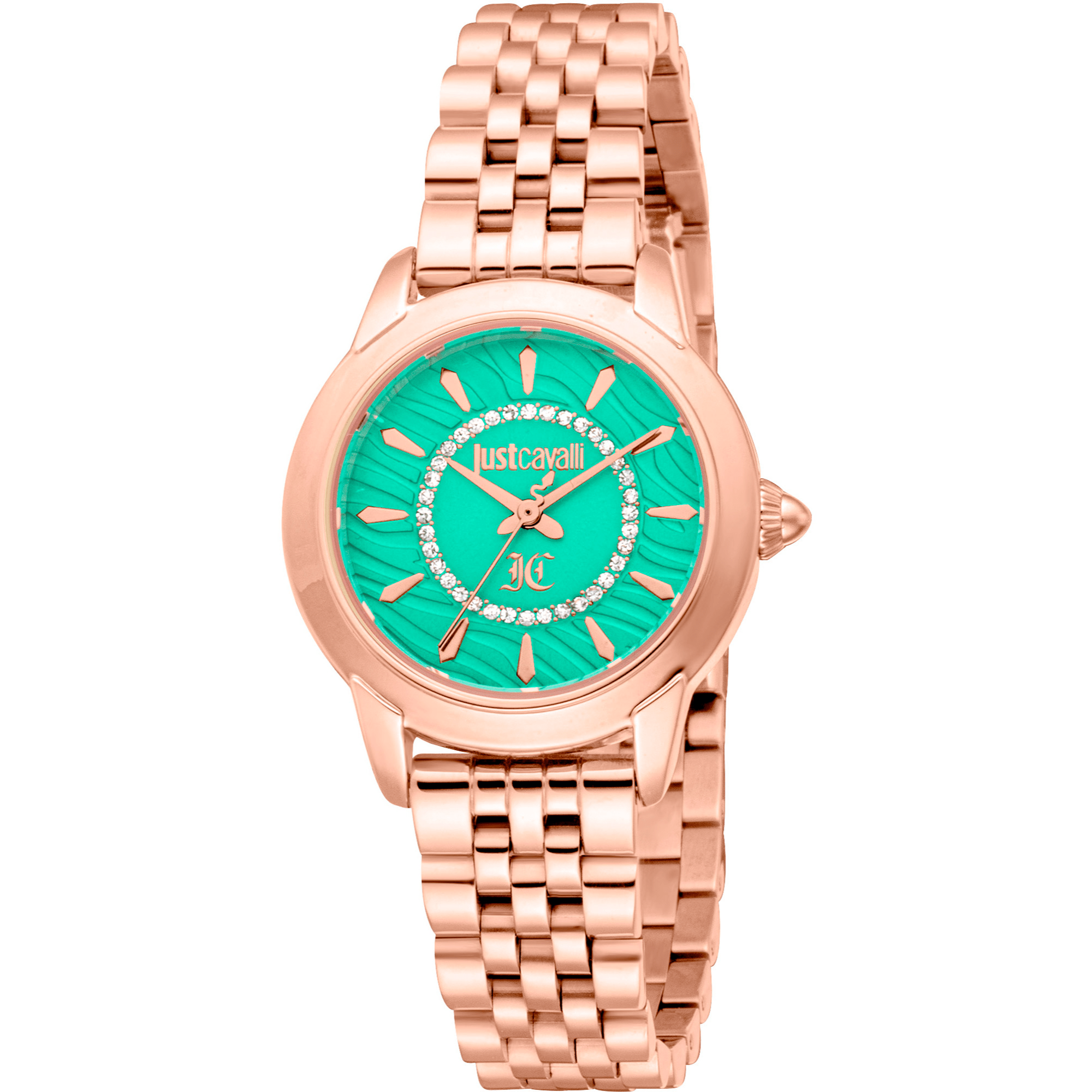 Just Cavalli Dame Ur Rustfrit Stål Rosaguld Grøn JC1L333M0045 - Urma.dk