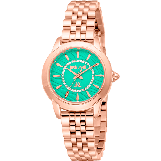 Just Cavalli Dame Ur Rustfrit Stål Rosaguld Grøn JC1L333M0045 - Urma.dk