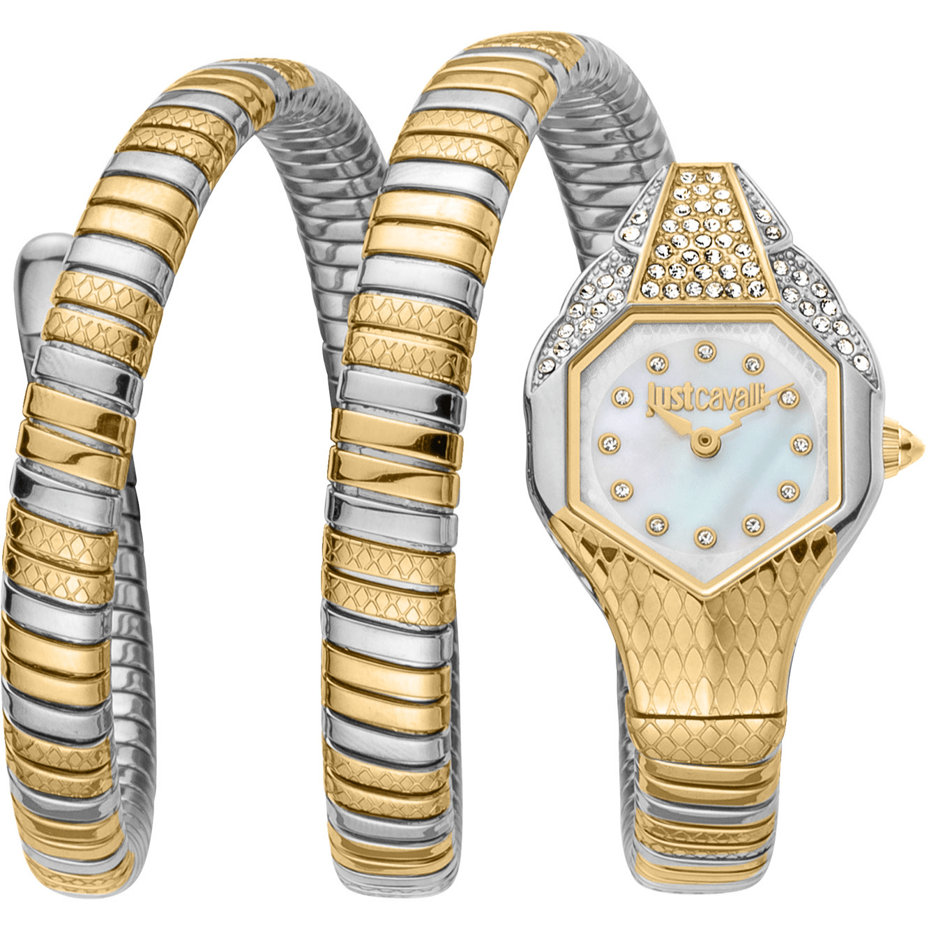 Just Cavalli Dame Ur Rustfrit Stål Sølv Guld Snake JC1L193M0055 - Urma.dk