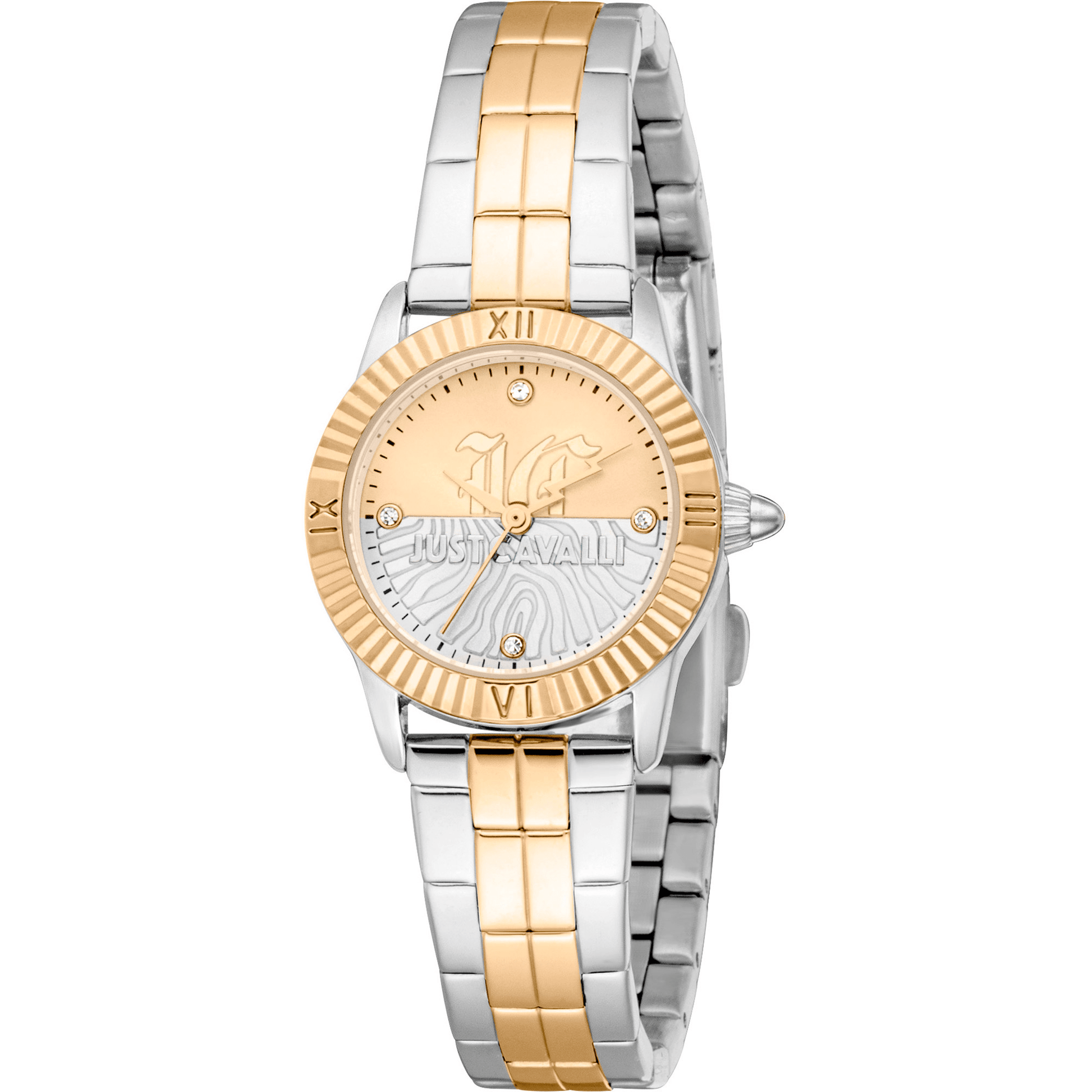 Just Cavalli Dame Ur Rustfrit Stål Sølv & Guldfarvet Analog JC1L328M0075 - Urma.dk