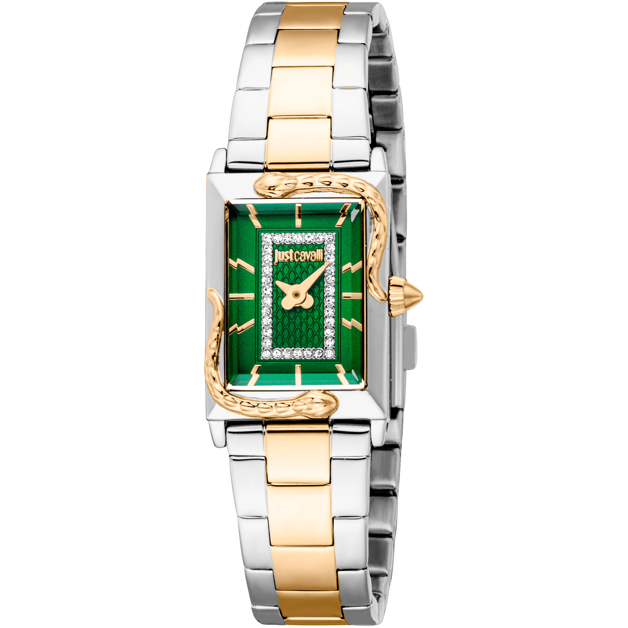 Just Cavalli Dame Ur Rustfrit Stål Sølv & Guldfarvet Grøn Analog JC1L364M0095 - Urma.dk