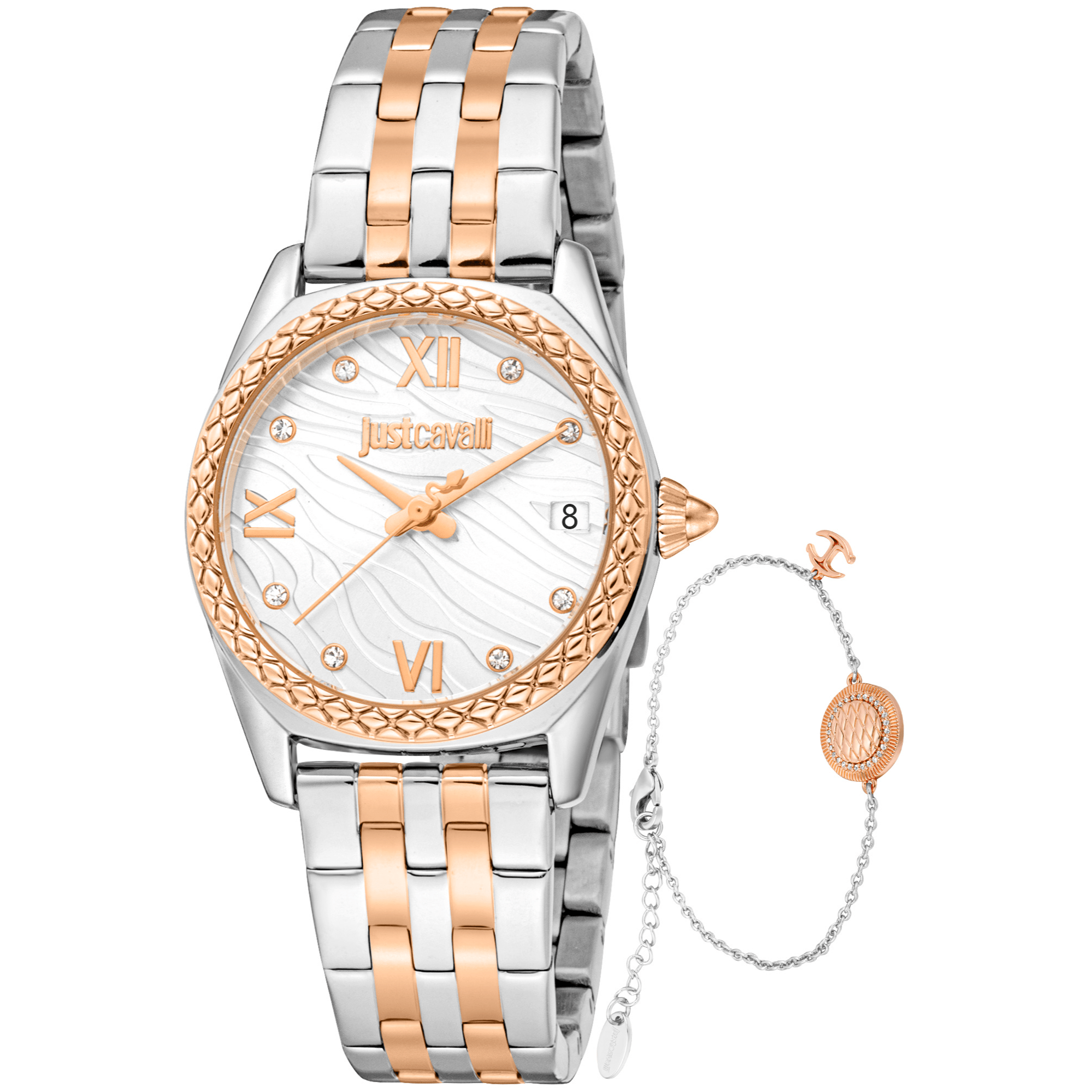 Just Cavalli Dame Ur Rustfrit Stål Sølv & Rosaguld Analog JC1L312M0105 - Urma.dk
