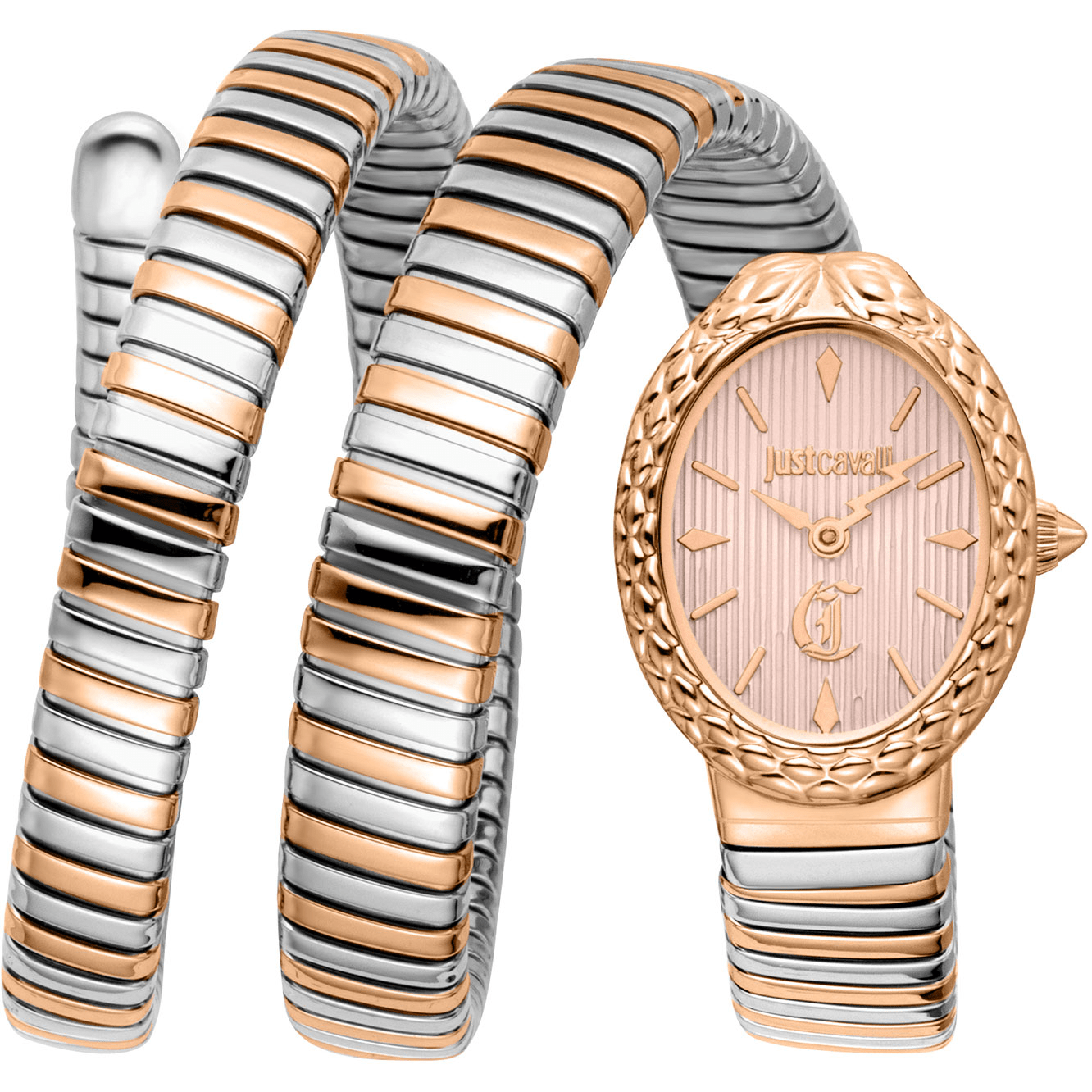 Just Cavalli Dame Ur Rustfrit Stål Sølv Rosaguld Armbåndsur JC1L391M0055 - Urma.dk