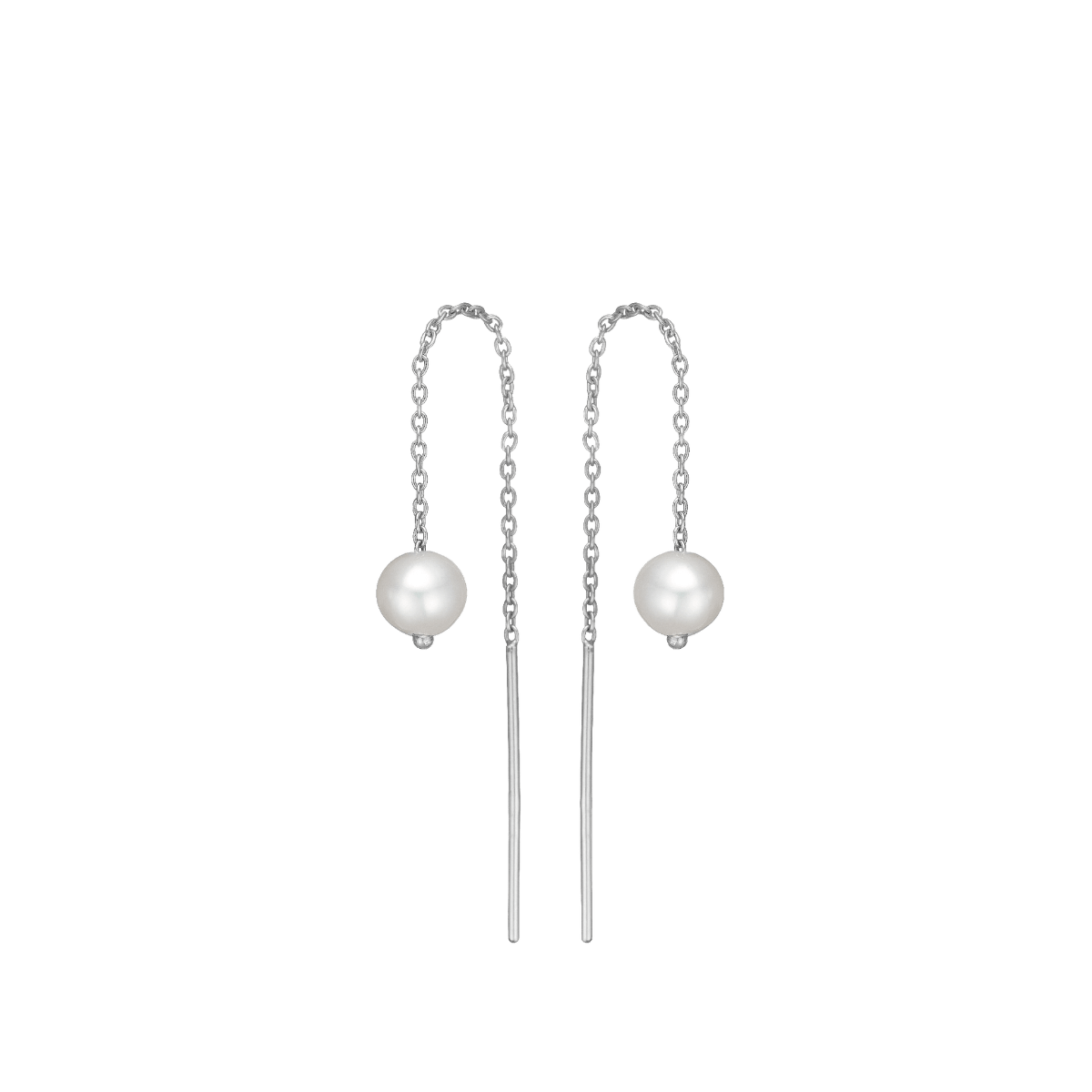 Kæde ørering m/ferskvandsperle, sølv - Urma.dk