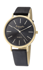 Klassisk herreur i forgyldt stål med sort læderrem - Urma.dk