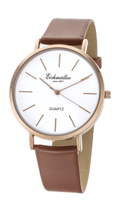 Klassisk herreur i rosa gulddoublé med lysebrun læderrem - Urma.dk