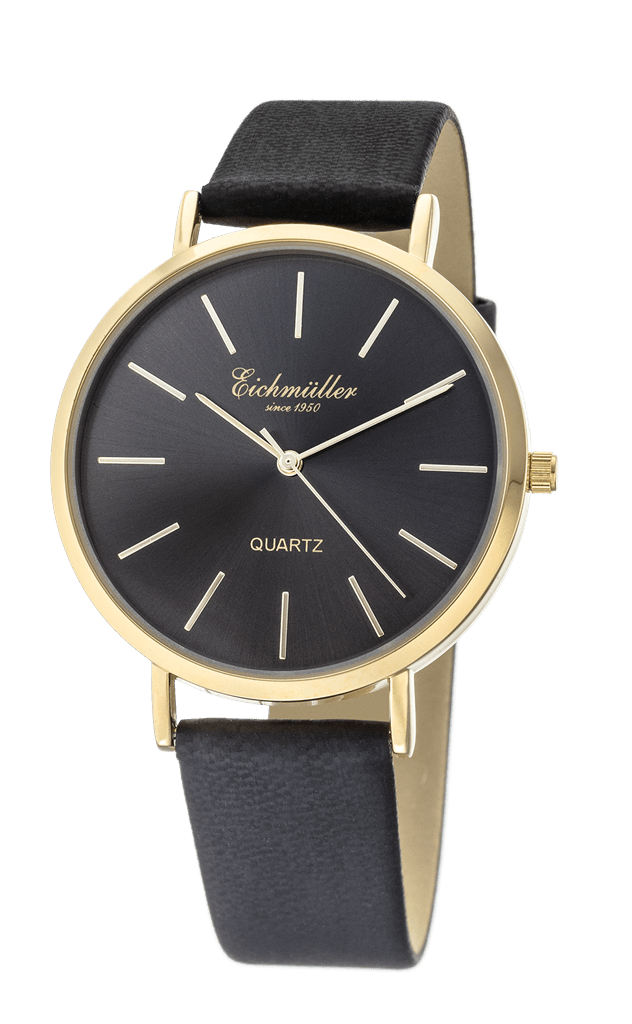 Klassisk herreur i stål med sort læderrem - Urma.dk