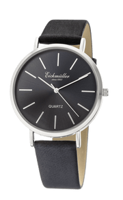 Klassisk herreur i stål med sort læderrem - Urma.dk