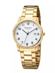 Klassisk herreur med gylden lænke, Hvid skive - 38 mm - Urma.dk