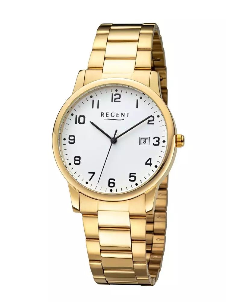 Klassisk herreur med gylden lænke, Hvid skive - 38 mm - Urma.dk