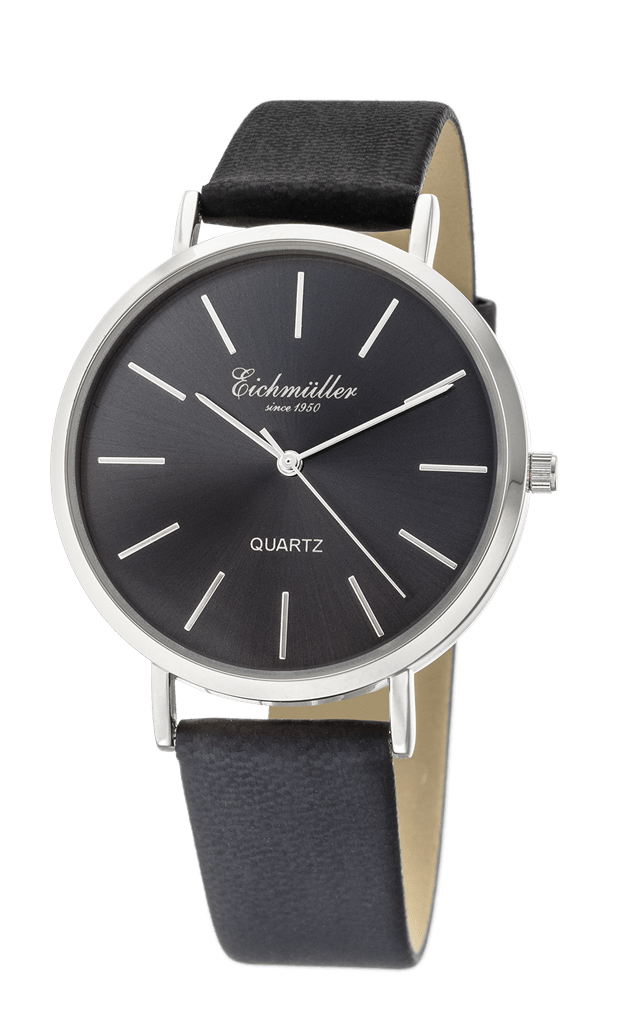 Klassisk herreur med gylden urkasse, sort skive og sort læderrem - Urma.dk