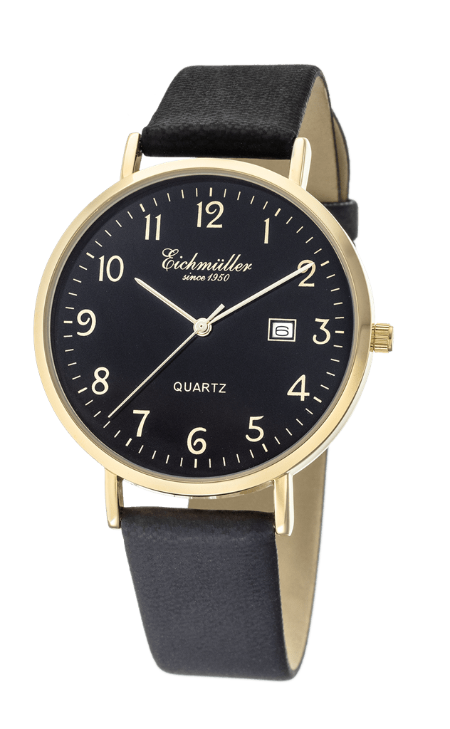 Klassisk herreur med sort læderrem - Urma.dk