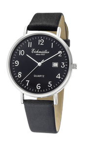 Klassisk herreur med sort urskive og sort læderrem - Urma.dk