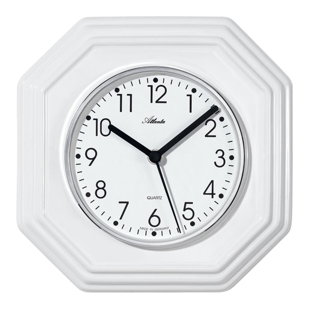 Køkkenur i hvid keramik 8 kantet - Urma.dk