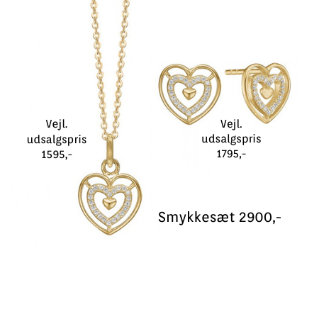 Aagaard hjerte smykkesæt 8kt guld 