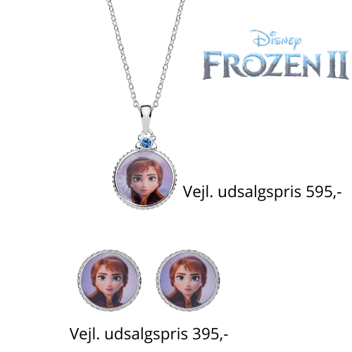 Disney Frost smykkesæt med halskæde og ørestikker i sølv designet er oval med Anna og syntetisk cubic zirconia sten i vedhæng.