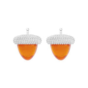 Kvartsglas agern form farve69 m/rh sølv - par - Urma.dk