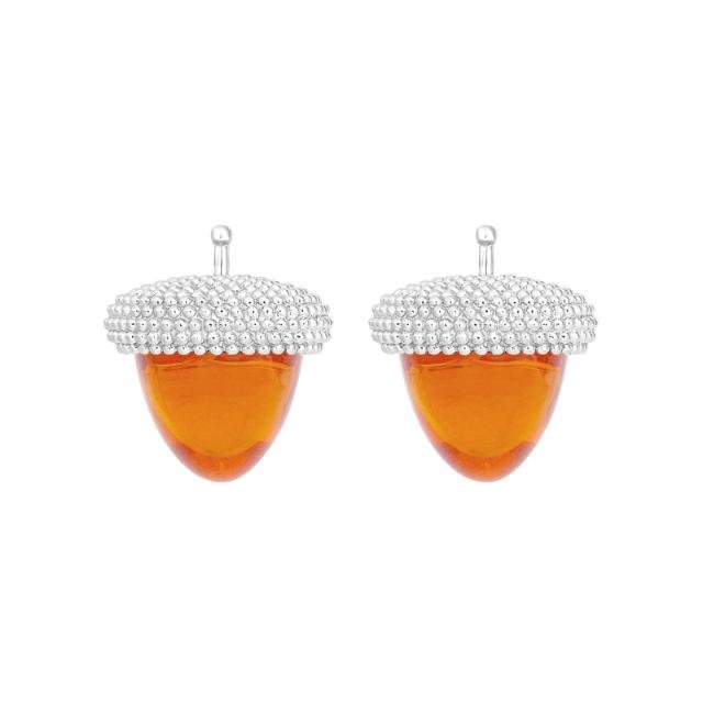 Kvartsglas agern form farve69 m/rh sølv - par - Urma.dk