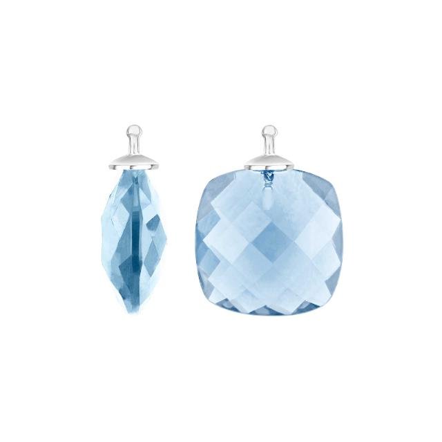 Kvartsglas facetteret farve36 m/rh sølv - par - Urma.dk