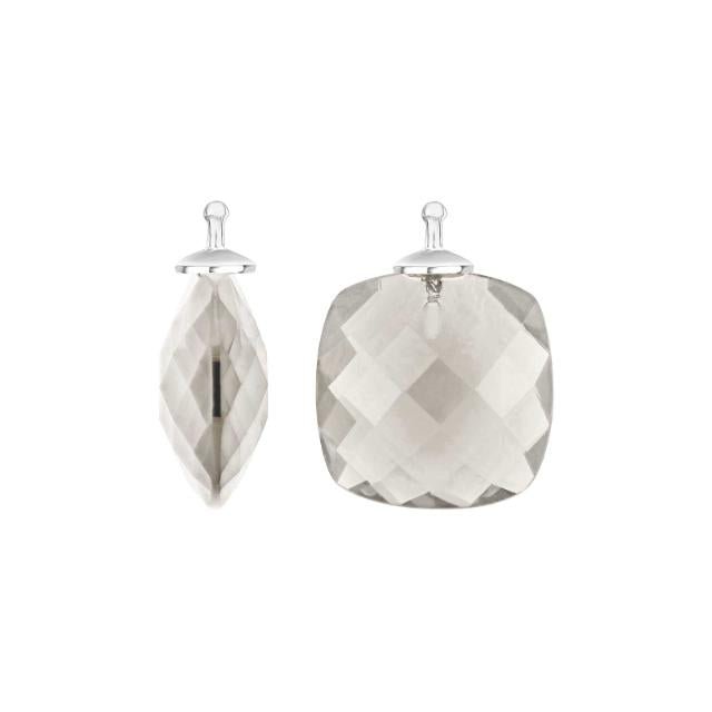 Kvartsglas facetteret farve66 m/rh sølv - par - Urma.dk