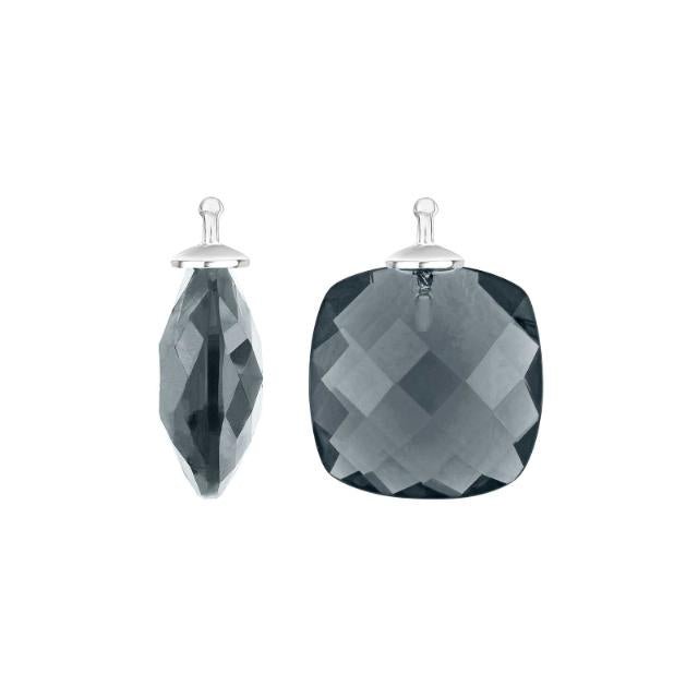 Kvartsglas facetteret farve91 m/rh sølv - par - Urma.dk